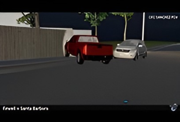 3D animation reconstructing a vehicle collision scene from an officer-involved shooting federal civil rights case