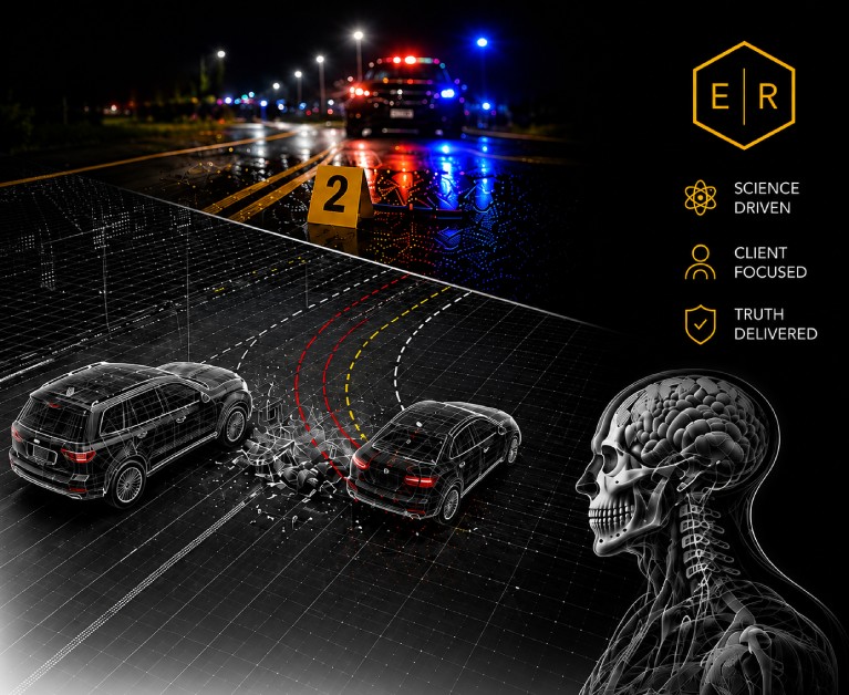 Evidence Room forensic crash reconstruction graphic